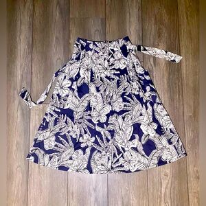 NWOT Zara Floral A Line Belted Button Front Midi Skirt Big Pockets Hawaiian